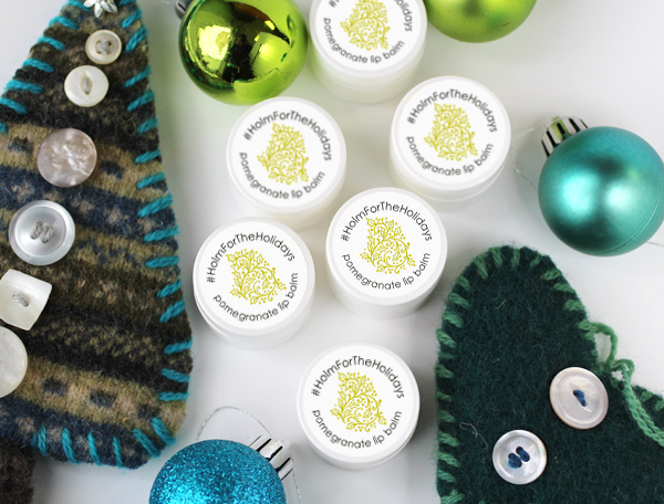 holiday lip balms with hashtags
